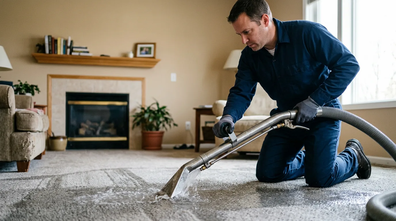 Water damage restoration technician working near Broadlands, IL